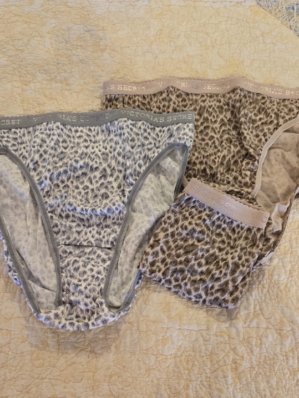 Victoria's Secret Leopard Print Bikini Briefs in Taupe and Cream- 2 ,Grey-1